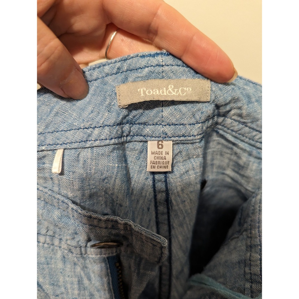 TOAD & CO Horny‎ Toad Linen Lithe Capri Pants Blue Women's Size 6 - Picture 6 of 6